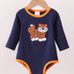 Premium Navy Auburn tiger applique bubble