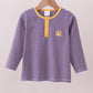 Premium Purple LSU stripe embroidery top