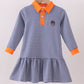 Premium Blue Auburn stripe tiger embroidery dress