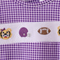 Premium Purple LSU tiger embroidery gingham ruffle bubble