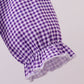 Premium Purple LSU tiger embroidery gingham ruffle bubble