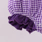 Premium Purple LSU tiger embroidery gingham ruffle bubble