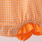 Premium Orange Tennessee puppy football embroidery gingham ruffle bubble