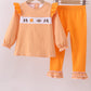 Premium Orange Tennessee puppy football embroidery ruffle pants set