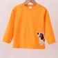 Premium Orange Tennessee puppy embroidery top