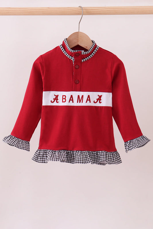 Premium Maroon Alabama embroidery ruffle top