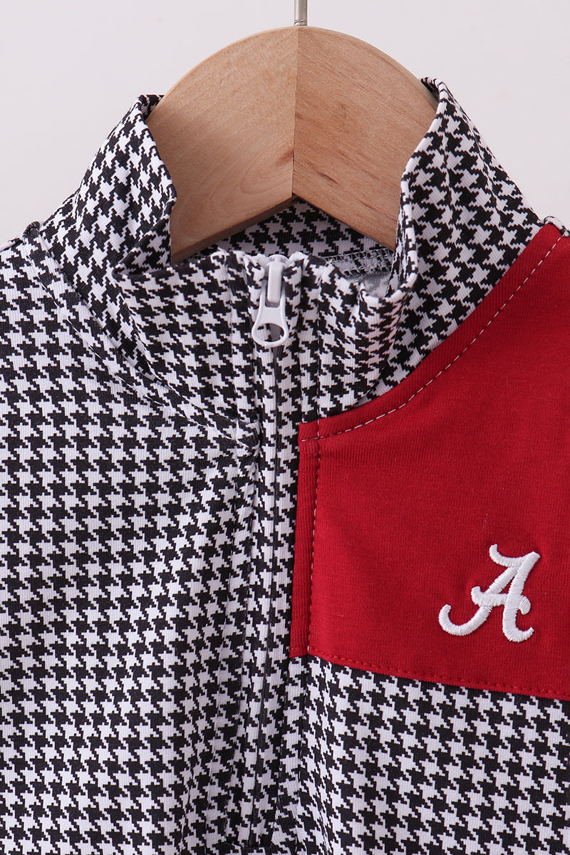 Premium Maroon Alabama embroidery gingham top