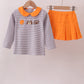 Premium Orange Tennessee stripe football embroidery skorts set