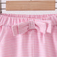 Premium Pink&white stripe bow shorts