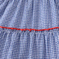 Blue crab embroidery gingham tiered dress