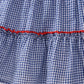 Blue crab embroidery gingham tiered dress
