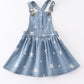 Blue star print strap denim dress