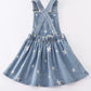 Blue star print strap denim dress