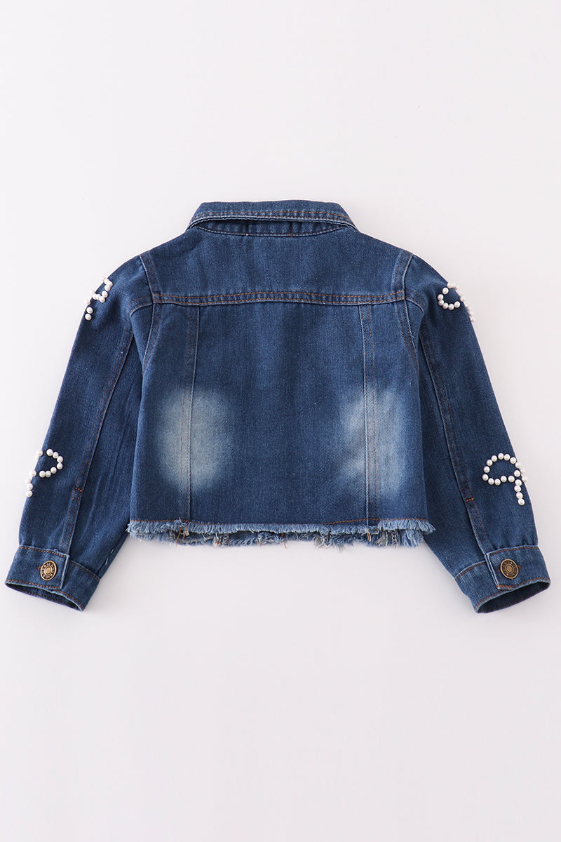 Medium blue pearl denim jacket