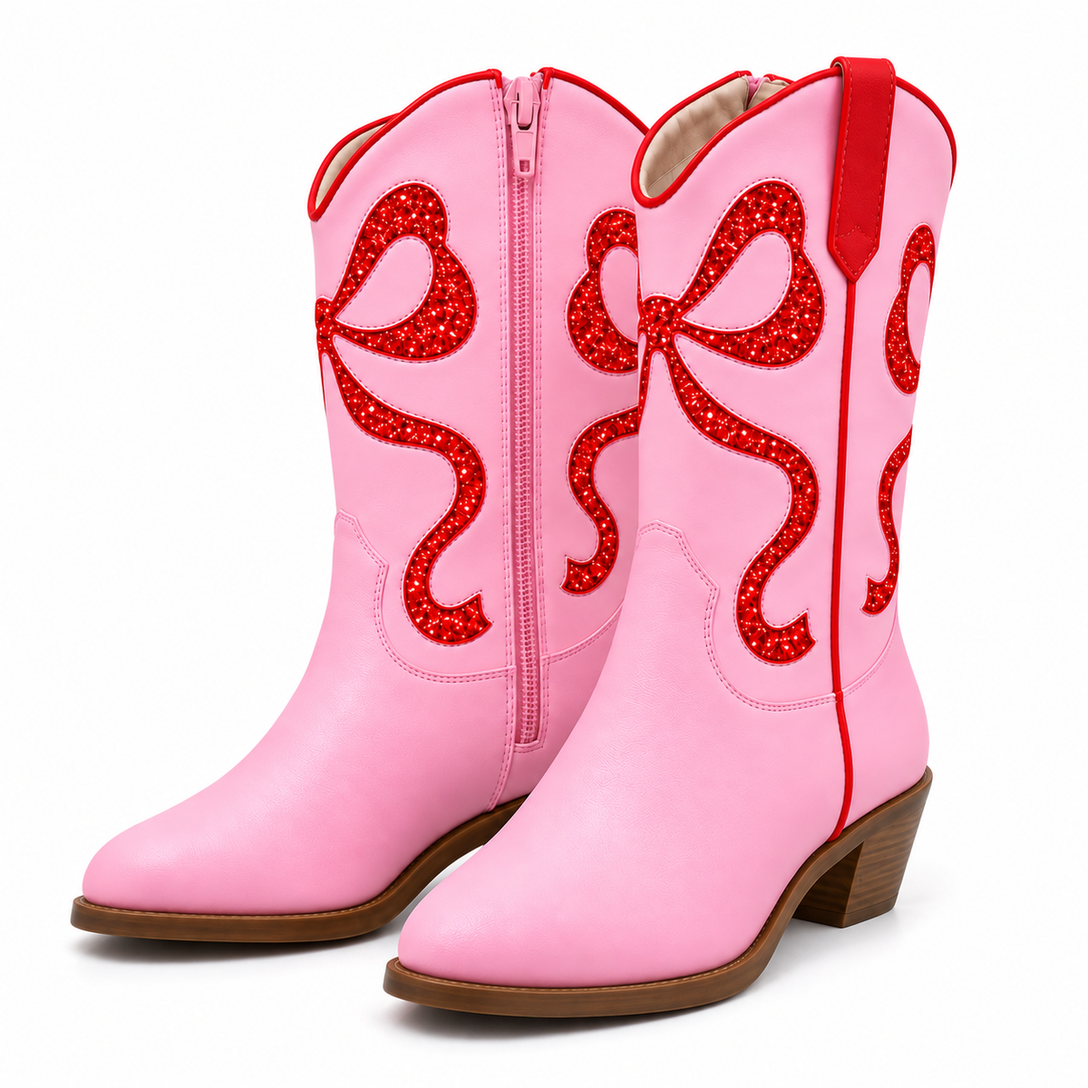 Pink Boot Red Glitter Bow PO