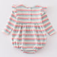 Premium Multicolored stripe ruffle girl romper