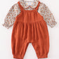 Premium Terracotta floral swiss dot baby set