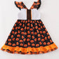 Premium Orange halloween pumpkin ruffle dress