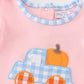 Pink truck pumpkin embroidery girl romper