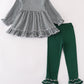 Premium Green gingham girl ruffle set