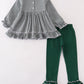 Premium Green gingham girl ruffle set