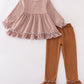 Premium Caramel gingham girl ruffle set