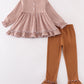 Premium Caramel gingham girl ruffle set