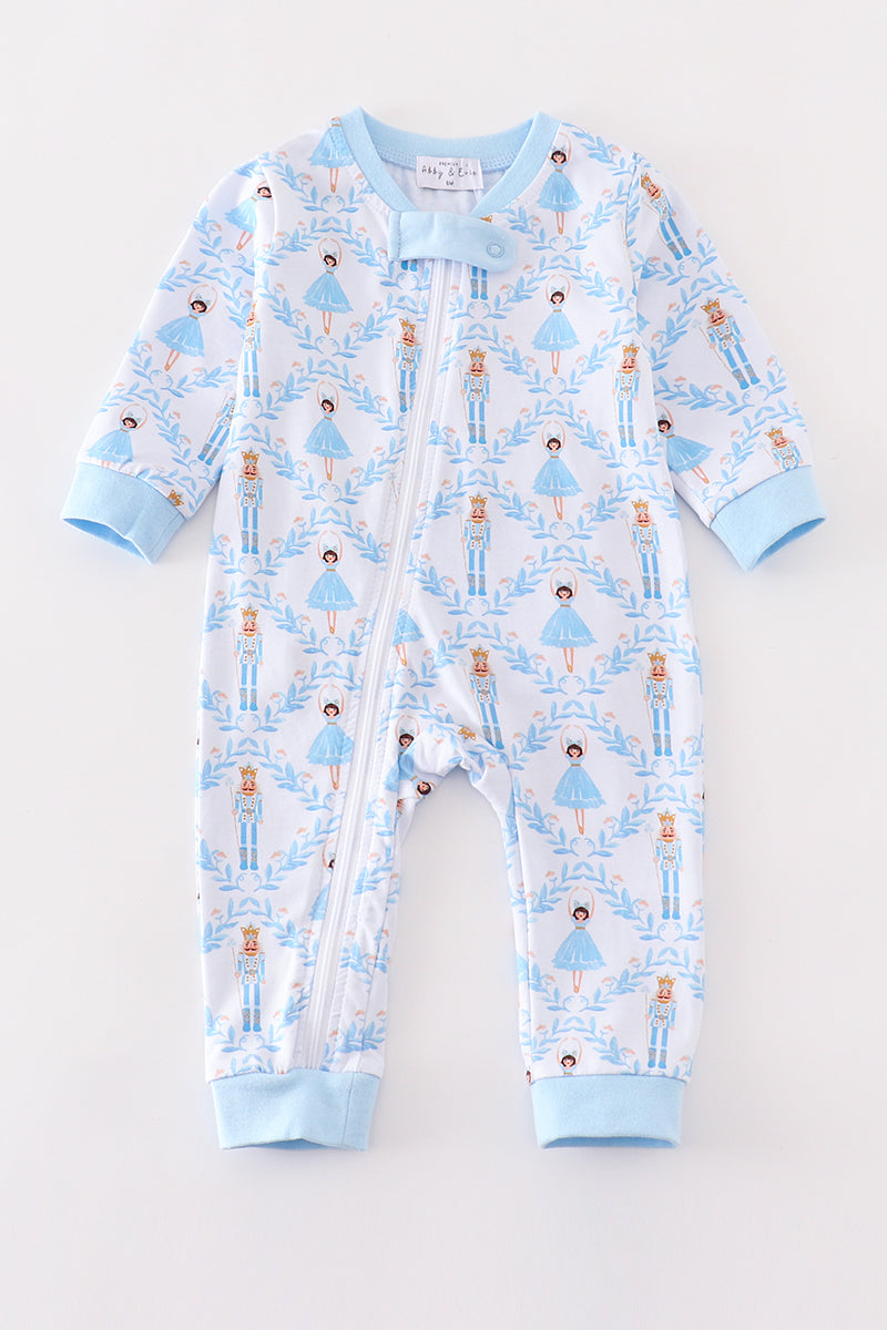 Premium Blue nutcracker print boy romper