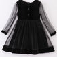 Premium Black velvet ruffle girl dress