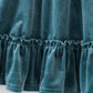 Premium Teal velvet ruffle dress