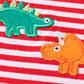 Premium red stripe dinosaur applique boy set