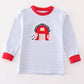 Premium red stripe farm applique boy top