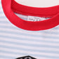 Premium red stripe farm applique boy top