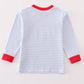 Premium red stripe farm applique boy top