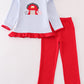 Premium red stripe farm applique girl set