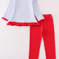 Premium red stripe farm applique girl set