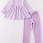 Premium Purple turkey applique girl pants set