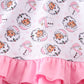 Premium pink christmas santa claus print girl pajama gown