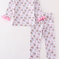 Premium pink christmas santa claus print girl pajama set