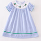 Premium Blue duck embroidery girl dress