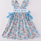 Premium blue floral I love mom embroidery dress