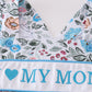Premium blue floral I love mom embroidery dress