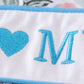 Premium blue floral I love mom embroidery dress