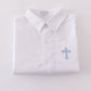 Premium cross embroidery button down long sleeve shirt