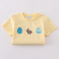 Premium Mustard bunny egg embroidery top