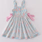 Premium green bunny bow floral dress