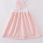 Premium Pink bunny embroidery gingham dress