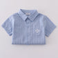Premium Blue cross embroidery button down shirt