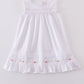Premium white floral embroidery ruffle dress