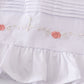 Premium white floral embroidery ruffle dress